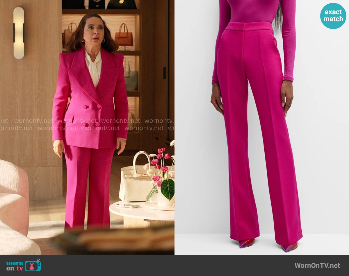 Sergio Hudson Classic Flare Crepe Trousers worn by Molly Novak (Maya Rudolph) on Loot