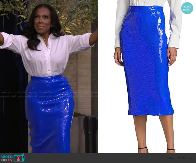 Sergio Hudson Sequined Pencil Skirt worn by Sheryl Lee Ralph on Live with Kelly and Mark