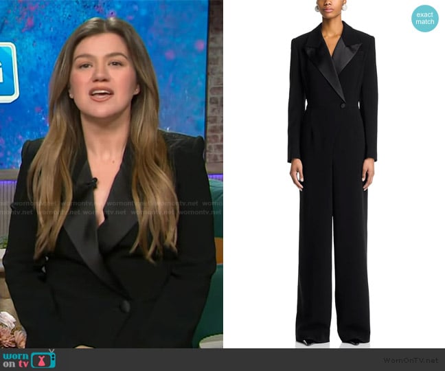 Sergio Hudson Tuxedo Jumpsuit worn by Kelly Clarkson on The Kelly Clarkson Show