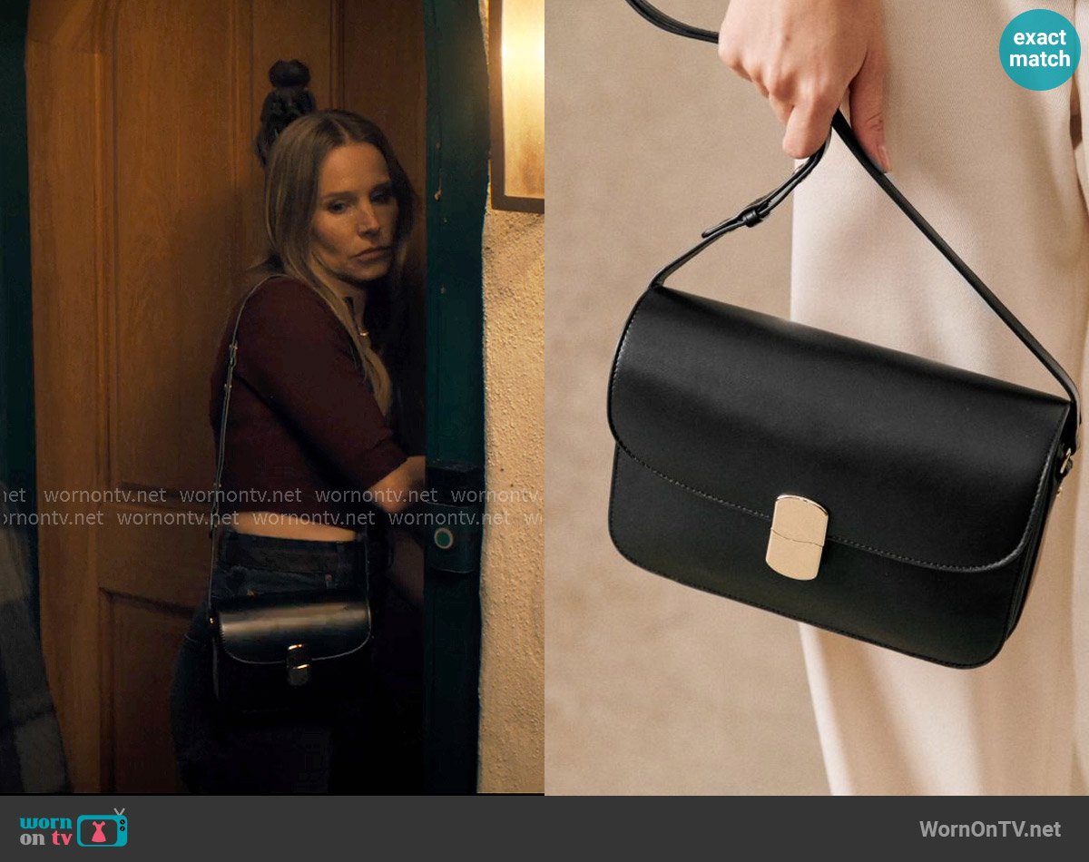 Sezane Milo Classic Bag in Smooth Black worn by Joanne (Kristen Bell) on Nobody Wants This
