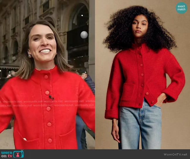 Sezane Thais Jacket in Red worn by Molly Hunter on Today