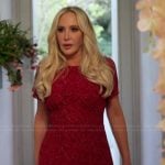 Shannon’s red floral print dress on The Real Housewives of Orange County