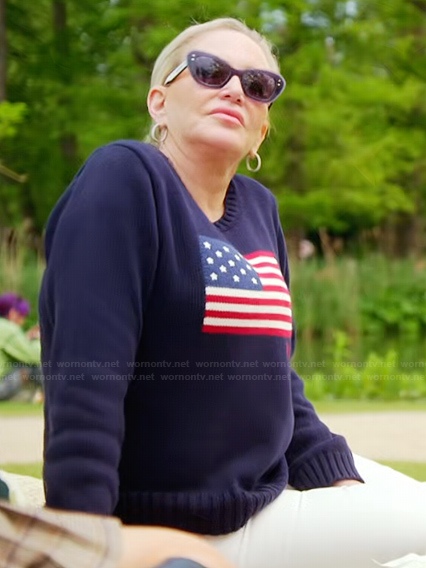 Shannon’s blue American flag sweater on The Real Housewives of Orange County