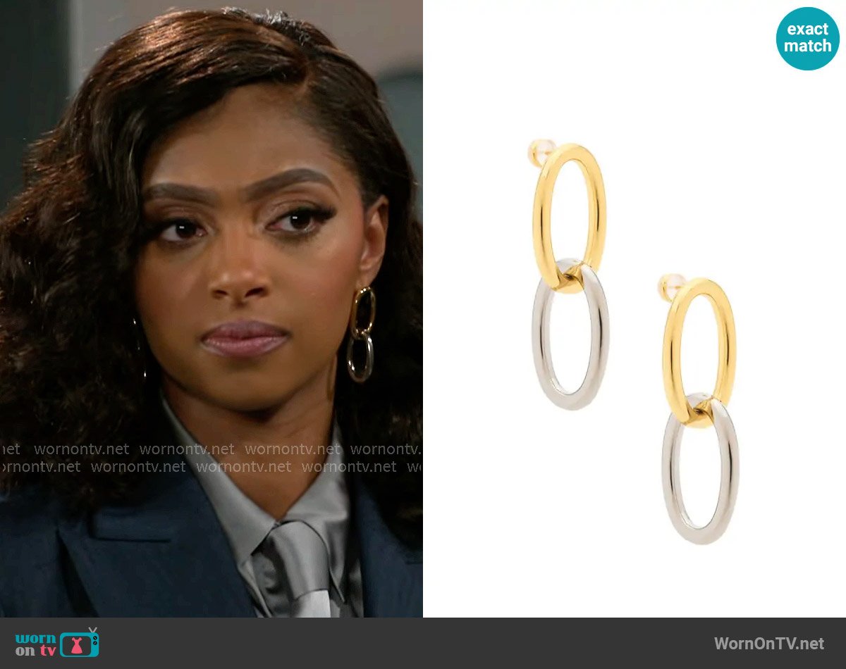 Shashi Lasso Hoop Earrings worn by Kat Richardson (Colby Muhammad) on Beyond the Gates