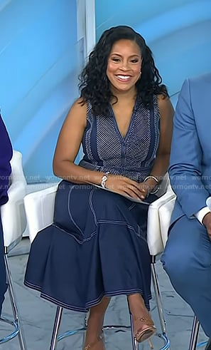 Sheinelle’s blue striped v-neck dress on Today