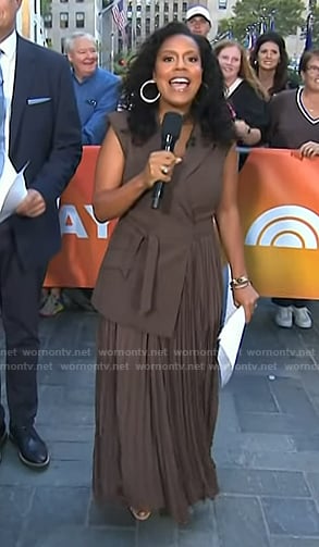 Sheinelle’s brown pleated dress on Today