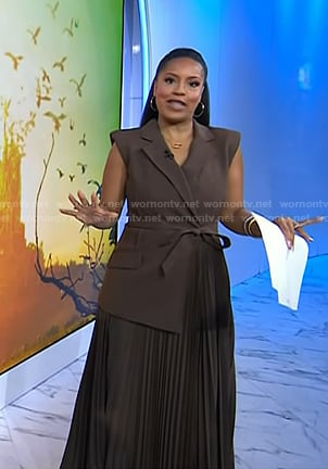 Sheinelle's brown pleated dress on Today