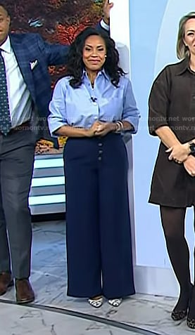 Sheinelle's navy wide-leg pants on Today