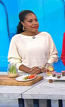 Sheinelle's white boatneck sweater on Today