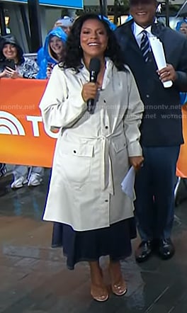 Sheinelle’s white rain coat on Today