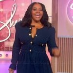 Sherri’s navy gold button mini dress on Sherri