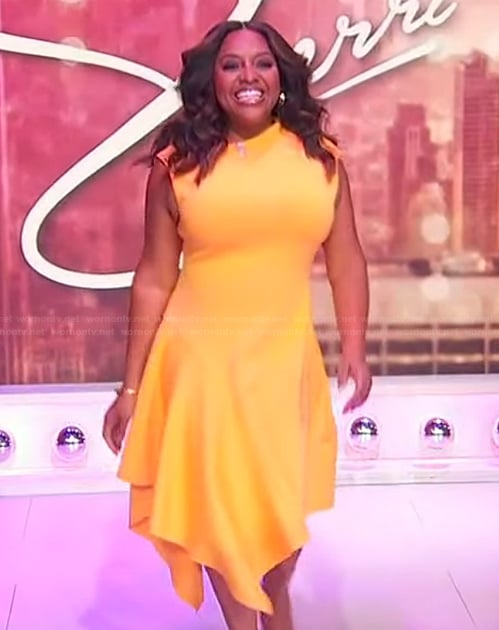 Sherri's yellow asymmetric dress on Sherri