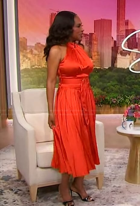 Sheryl Lee Ralph’s orange belted halter dress on Sherri
