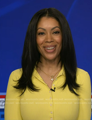 Shirleen Allicot's yellow ribbed polo top on Good Morning America