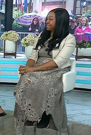 Shonda Rhimes's plaid floral guipure dress on Today