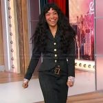 Silvia Dionicio’s black blazer and skirt on Sherri