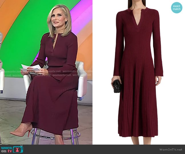 Simkhai Genna Knit Midi Dress in Cranberry worn by Misty Belles on Today