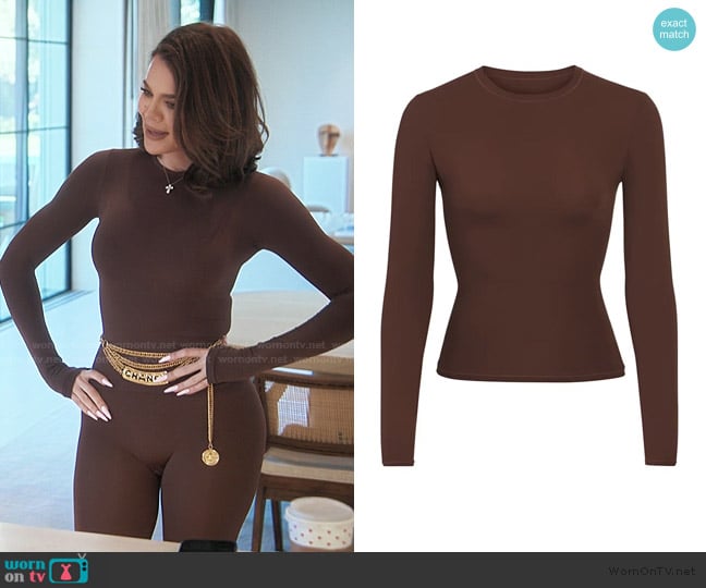 Skims Fits Everybody Long Sleeve Shirt worn by Khloe Kardashian (Khloe Kardashian) on The Kardashians