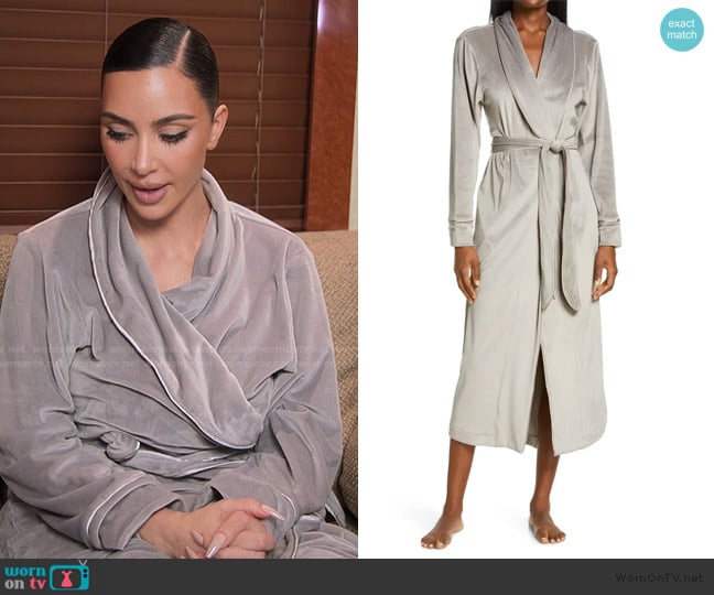 Skims Velour Women's Long Robe worn by Kim Kardashian (Kim Kardashian) on The Kardashians