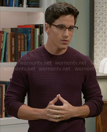 Smitty's burgundy textured sweater on Beyond the Gates