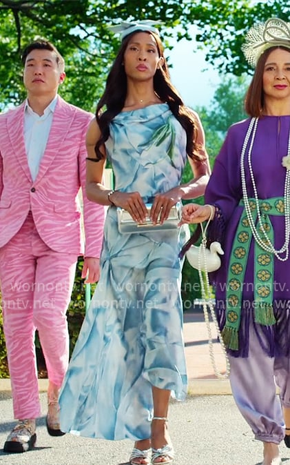 Sofia’s blue abstract print dress on Loot