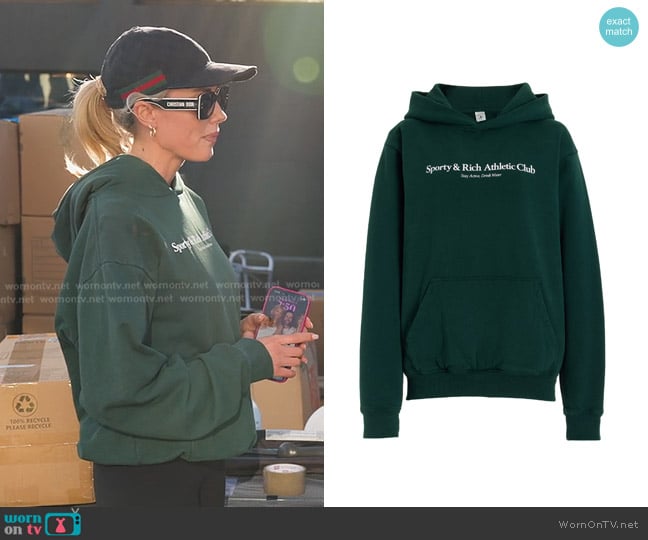 Sporty & Rich Athletic Club Cotton Hoodie in Green worn by Heather Rae Young on Selling Sunset