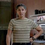 Stella’s green striped knit top on Chicago Fire