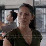 Stella’s green v-neck t-shirt on Chicago Fire