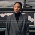 Stella’s grey double-breasted blazer on The Morning Show
