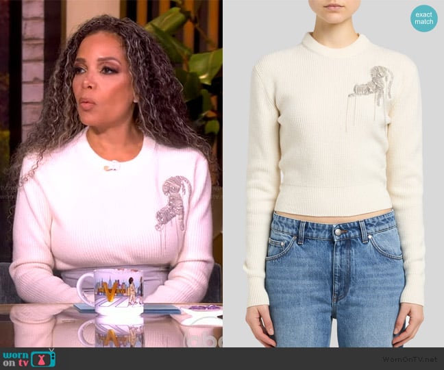 Stella McCartney Leopard Embroidered Jumper worn by Sunny Hostin on The View
