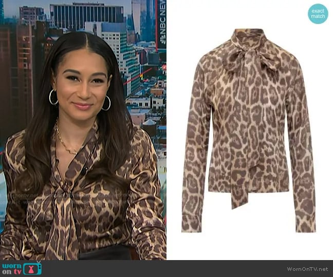 Stella McCartney Leopard-print Blouse in Brown worn by Morgan Radford on NBC News Daily