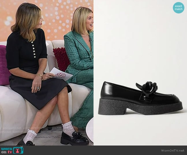 Stella McCartney Skyla Chain-Embellished Vegetarian Leather Platform Loafers worn by Savannah Guthrie on Today