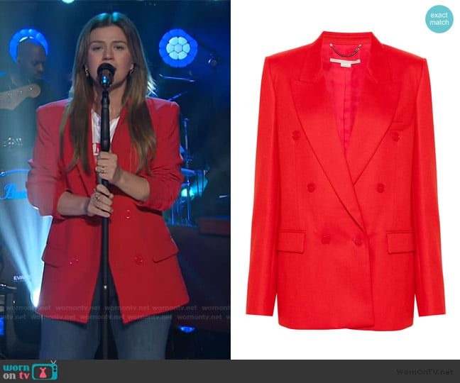 Stella McCartney Wool double-breasted blazer worn by Kelly Clarkson on The Kelly Clarkson Show