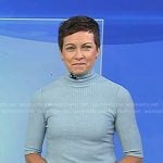 Stephanie’s blue ribbed turtleneck sweater on Today
