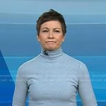 Stephanie’s blue ribbed turtleneck sweater on Today