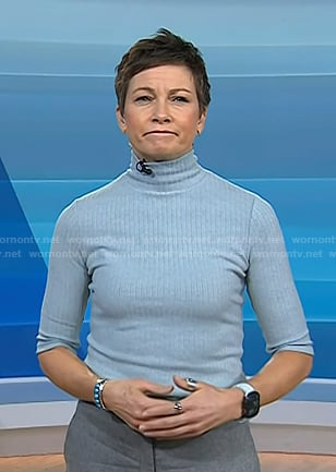 Stephanie's blue ribbed turtleneck sweater on Today