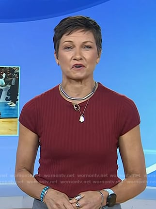 Stephanie’s red ribbed tee on Today