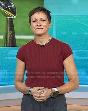 Stephanie's red ribbed tee on Today