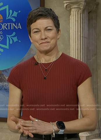 Stephanie's red ribbed tee on Today