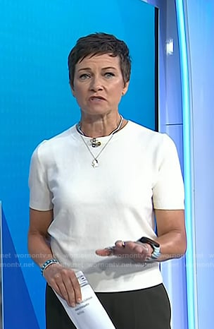 Stephanie's white short sleeve sweater on Today