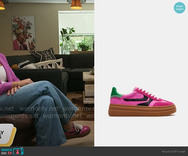Steve Madden Dodge Platform Sneaker in Pink worn by Dana Jacobson on CBS Mornings