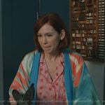 Elsbeth’s pink strawberry print pajama and robe on Elsbeth