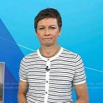 Stephanie’s white striped short sleeve cardigan on Today