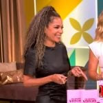 Sunny’s black leather mini dress on The View