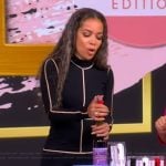 Sunny’s black contrast stripe turtleneck dress on The View