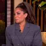 Sunny’s gray crystal embellished blazer dress on The View