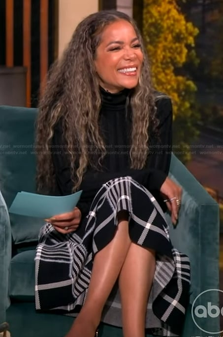 Sunny's black turtleneck sweater and plaid skirt on The View
