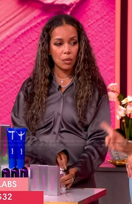 Sunny's gray satin shirtdress on The View