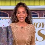 Sunny’s floral crochet applique sweater on The View
