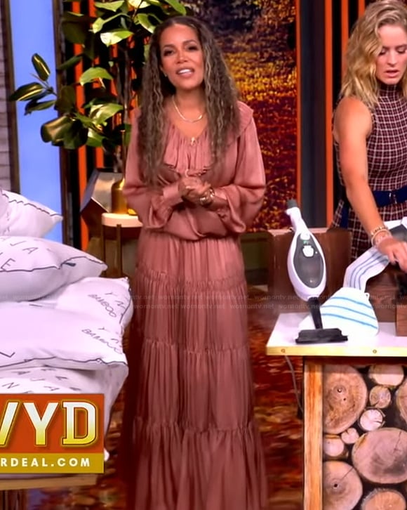 Sunny’s pink ruffle top and maxi skirt on The View